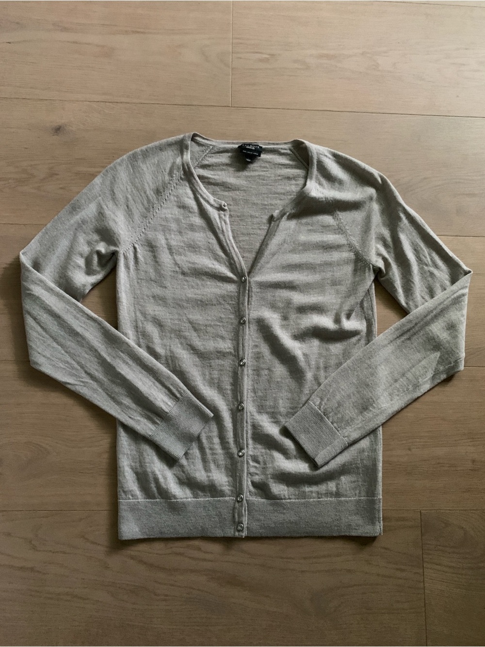 Talbots Womens S 100% Italian Merino Wool Cardigan Gray Minimalist Quiet Luxury